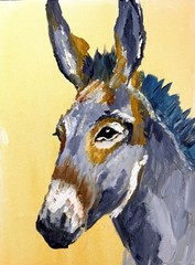 Original Abstract Expressionism 12×16 Donkey Colorful Signed Wall Art 487