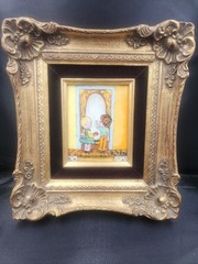 Vintage Mid Century V. Leroy Enamel On Copper Painting Framed Miniture Art 1960s