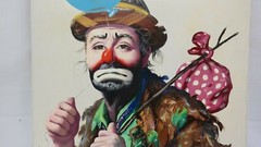 Clown Painting Rusty Rust EMMETT KELLY Painting Oil Canvas 1985 1/250 24″ x 20″