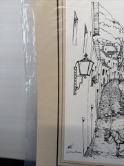 Print Sketch Monchique, Algarve, Portugal City Scape Signed Julio Amaro P14