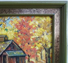 1975 Miniature Autumn Landscape Oil Painting Sugar House Framed Signed 8.5×6.5