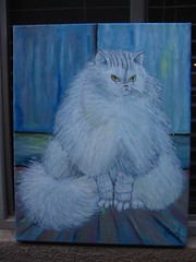 soft PET cat FLUFFLES oil painting 16×20 canvas original art signed CROWELL