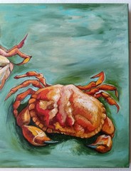 Two Crabs Van Gogh Hand-Painted Oil Reproduction Canvas 13.8×19.7 in