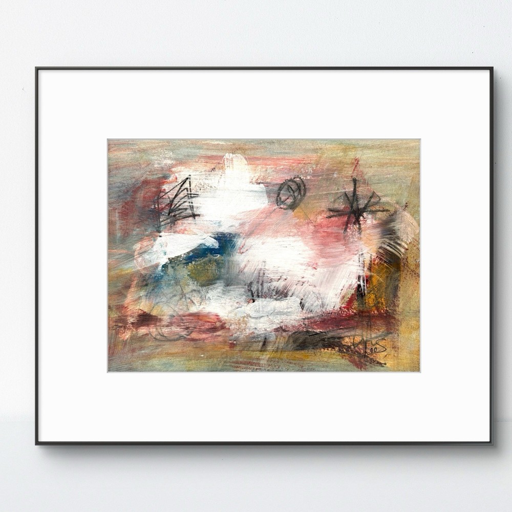 Original Abstract Expressionism 9X12 Paper Warm Tones Modern Handmade Signed 16