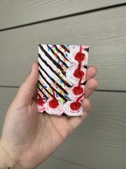 Cake ACEO ATC Original Acrylic Painting 2.5×3.5in
