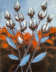 Flowering Branches Oil Painting Original Floral Palette Knife Impasto Art