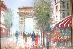 Vintage Caroline Burnett Oil Painting Paris Triomphe Impressionist Signed Art