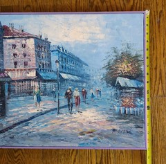 Caroline Burnett (1877-1950) Paris on Canvas Original Oil Painting Framed Signed