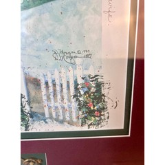 D. Morgan Hand Signed Watercolor Print~Farm Spring Folk Art Intertwined Rings