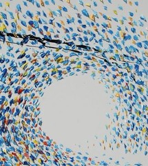 Abstract Painting 55″, Wave painting Original handmade, warm and cold colors