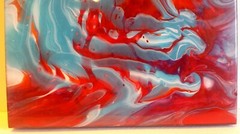FLUID ACRYLIC POUR ABSTRACT PAINTING – ORIGINAL ART 8 x 8 Inch Cradled Wood