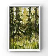 Forest Minimalist Art Moody Nature Trees Artwork Rustic Woodland Home Decor 4×6”