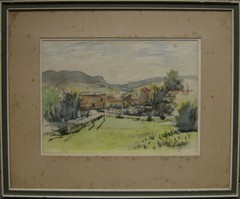 Jean Ravause Aix On Provence Village Houses Builder Finka Mountains Green Signed