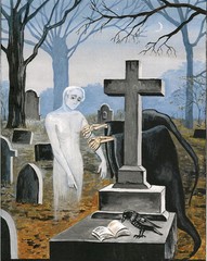 11×14 PRINT OF PAINTING HALLOWEEN GHOST CEMETERY SPIRIT GHOST Art Gay nude Ryta