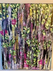 Forest Through the Trees Original Collage & Acrylic Abstract Impression