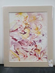 Flower Watercolor Painting Print Iris Wall Art Decor Matted