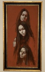 BEAUTIFUL ORIGINAL VINTAGE OIL PAINTING ON CANVAS SIGNED! 33.5” H X 18.5” W