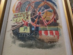VINTAGE AMERICAN PAINTING CIRCUS FAIR FESTIVAL RIDES REGIONALISM 1940’S SIGNED