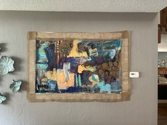 Abstract Original Large Mixed Media painting on unstretched canvas