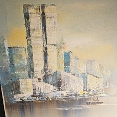 Melton Signed Impressionist Cityscape Twin Towers Painting on Canvas!! 20″x16″