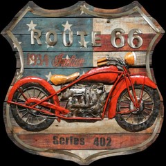 31 in. x 32 in. „Motorcycle 2“ Mixed Media Iron Hand Painted Dimensional Wall NR