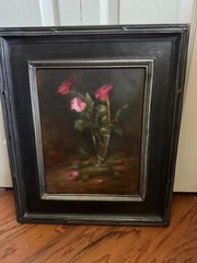 ROSES AND VASE OIL Painting Art Floral Still Life frame-17X20