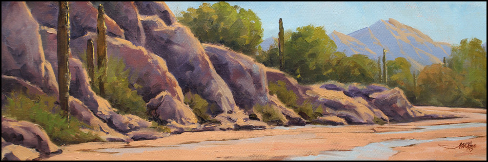 Jeff Love Original Oil Painting Arizona Catalina Mountains Tucson Saguaro Cactus