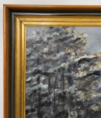Vintage Original Impressionist Dark Moody Landscape Oil Painting Gilt Framed