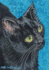 Black cat painting, original art, animals, cats, wall art