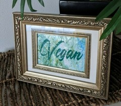 FRAMED 4.5×2.75 VEGAN Textured Acrylic Art HandMade ONE OF A KIND GIFT Decor
