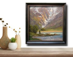 Jeff Love Art Original Oil Painting Western Landscape Snowy Mountain Glacier