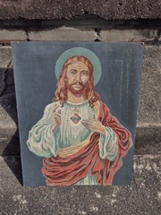 Vintage Sacred Heart Jesus Paint By Number Painting