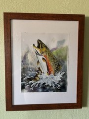 Brook trout Fly Fishing Watercolor Print Art Signed Artiist FLY FISHING