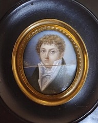 Antique Vintage Miniature Portrait Painting Pair – Husband and Wife