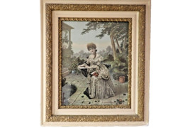 Vintage Framed 17″ X 21″ Print – Victorian Lady „SHALL I SAY YES ? „