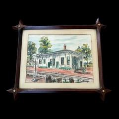 Original Watercolor Painting Signed Framed HADDONFIELD NEW JERSEY TRAIN STATION