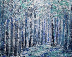 Original Winter Forest Painting 20×16 Textured Snow Woodland Wall Art Signed