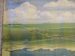 1940’s Early Aerial Corpus Christi Tx & Surrounding Towns Large Oil Painting