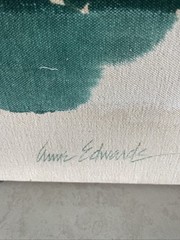 Original Abstract Mid Century Modern Style Painting Signed Ann Edwards Vertical