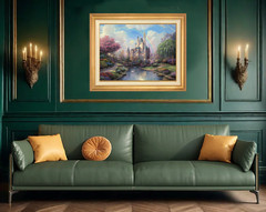 Thomas Kinkade ~ A New Day at Cinderella Castle 18×24 S/N Oil on Canvas