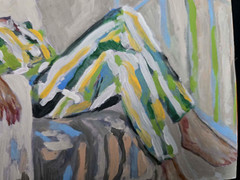Hand Painted Acrylic Painting „Between Wake and Sleep“. Signed
