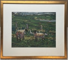 CHANTALE JEAN ‚July in Eboulements‘ Sheep & Geese QUEBEC Canada PASTEL Painting