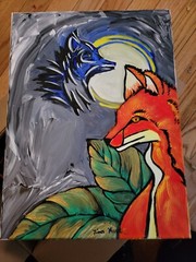 abstract paintings on canvas original fox, dog, animals 12×16