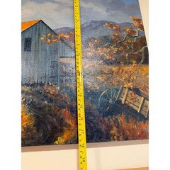 Vintage Wm Rosson 1978 Original Oil Painting Barn Landscape Mountain Scene 24×18