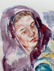 Rumäninnen Aquarell 1989 Michaela Krinner 1915-2006 52x39cm rumänische Frauen