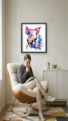 Party Pig Original Acrylic Ink 11×14 Colorful Farm Animal Signed Farmhouse Art