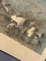 Antique Original Watercolor Landscape Painting Bears Signature Herbert John Finn