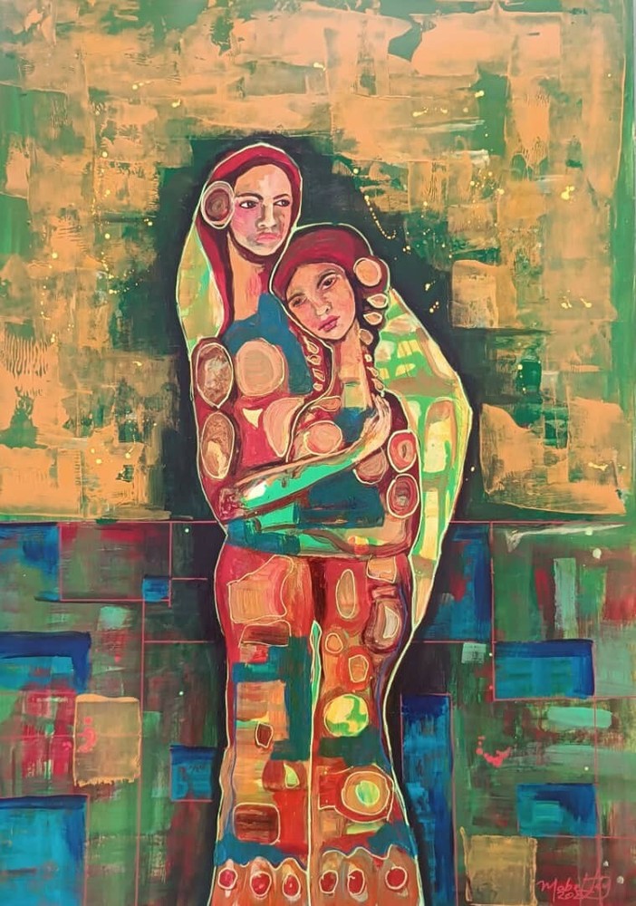 Acryluc on cardboard MABEL TEY cuban art 50x35cm Serie: „Amantes“