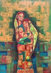 Acryluc on cardboard MABEL TEY cuban art 50x35cm Serie: „Amantes“
