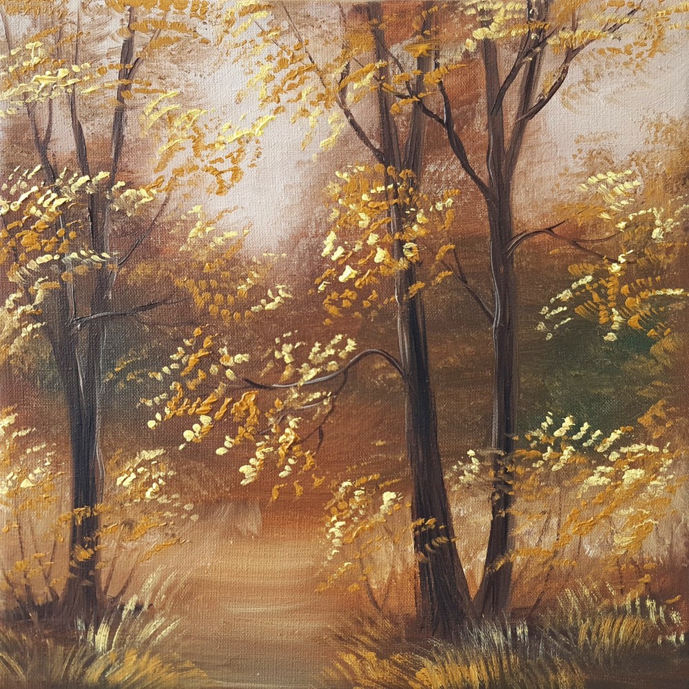 Radiant Autumn Forest Original Oil Painting Impressionist Landscape Wall Art